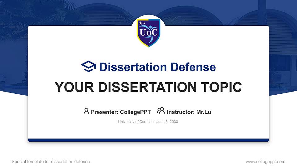 University of Curacao Graduation Thesis Defense PPT Template16:9 ratio PPT effect preview image1
