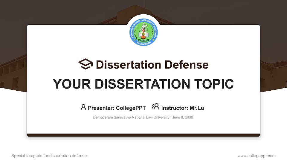 Damodaram Sanjivayya National Law University Graduation Thesis Defense PPT Template16:9 ratio PPT effect preview image