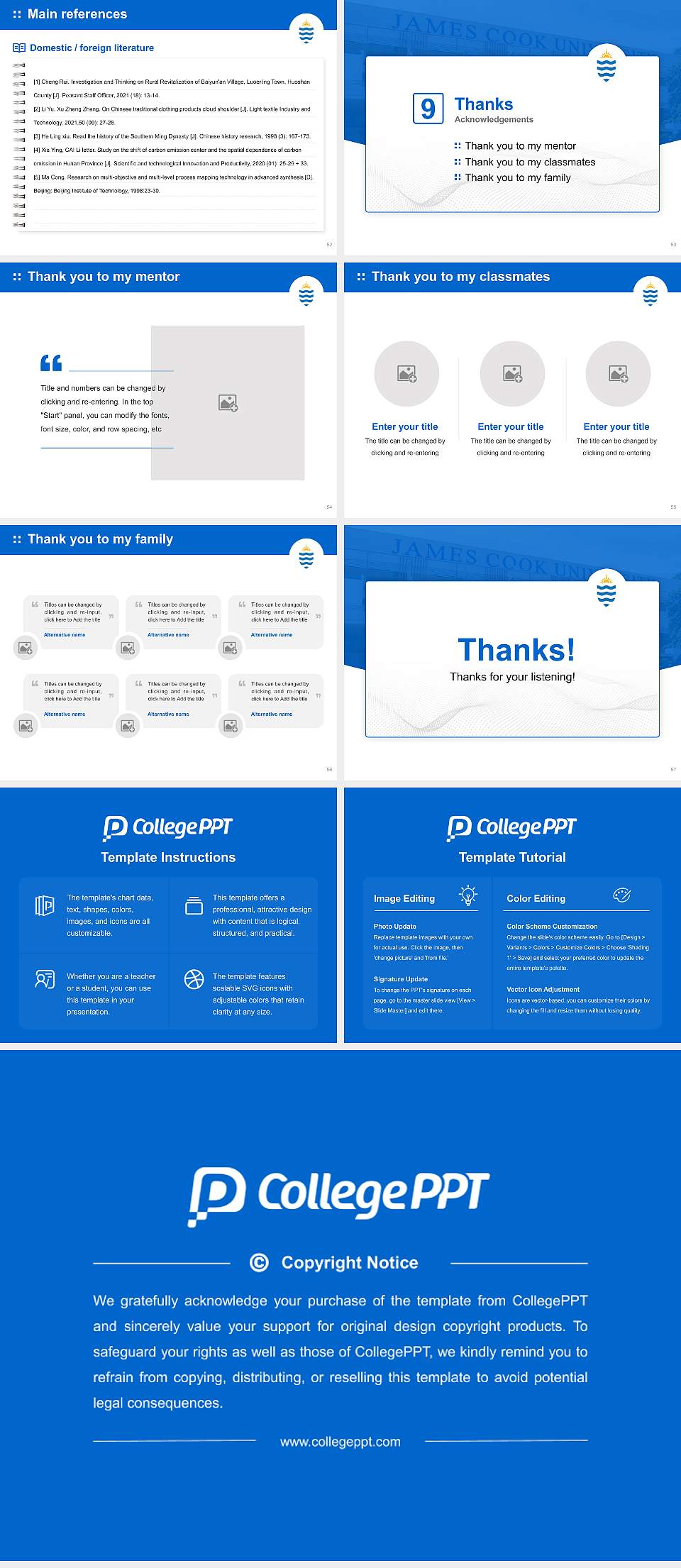 James Cook University Singapore Graduation Thesis Defense PPT Template4:3 ratio PPT effect preview image7