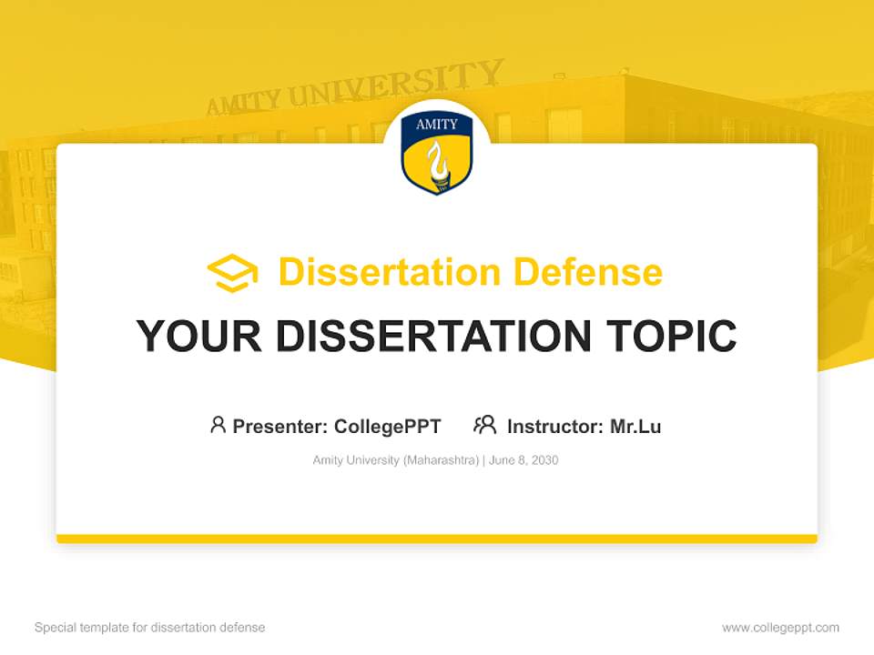 Amity University (Maharashtra) Graduation Thesis Defense PPT Template4:3 ratio PPT effect preview image7