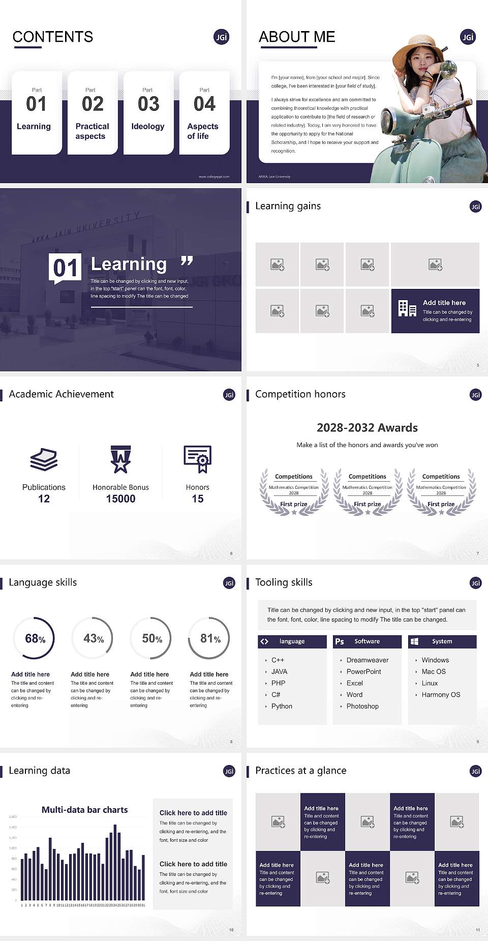 ARKA Jain University National Scholarship Defense PPT Template4:3 ratio PPT effect preview image2