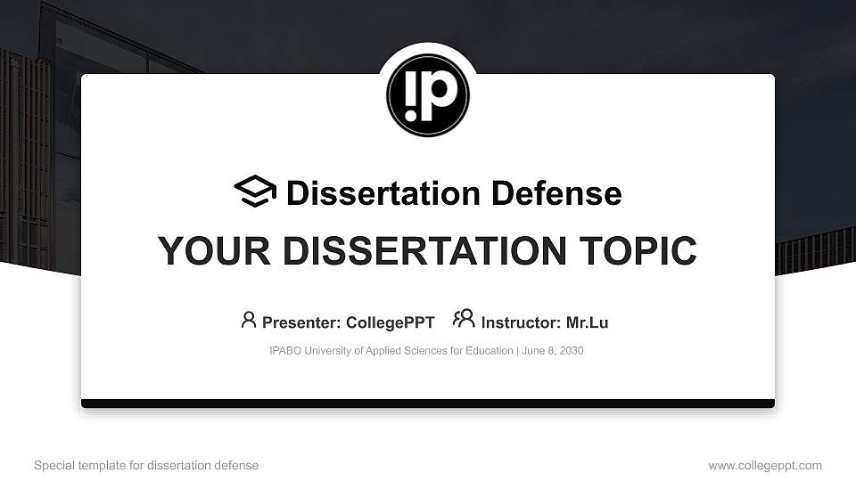 IPABO University of Applied Sciences for Education Graduation Thesis Defense PPT Template16:9 ratio PPT effect preview image