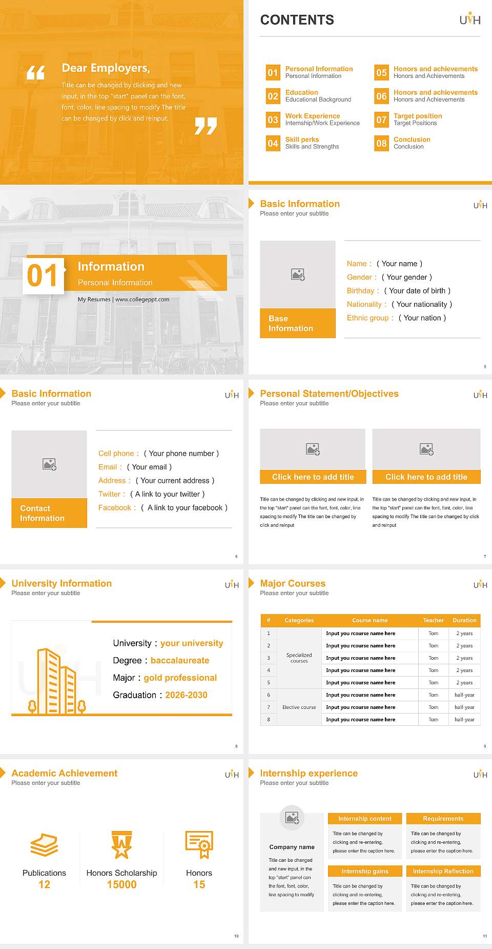 University of Humanistic Studies Resume PPT Template4:3 ratio PPT effect preview image2