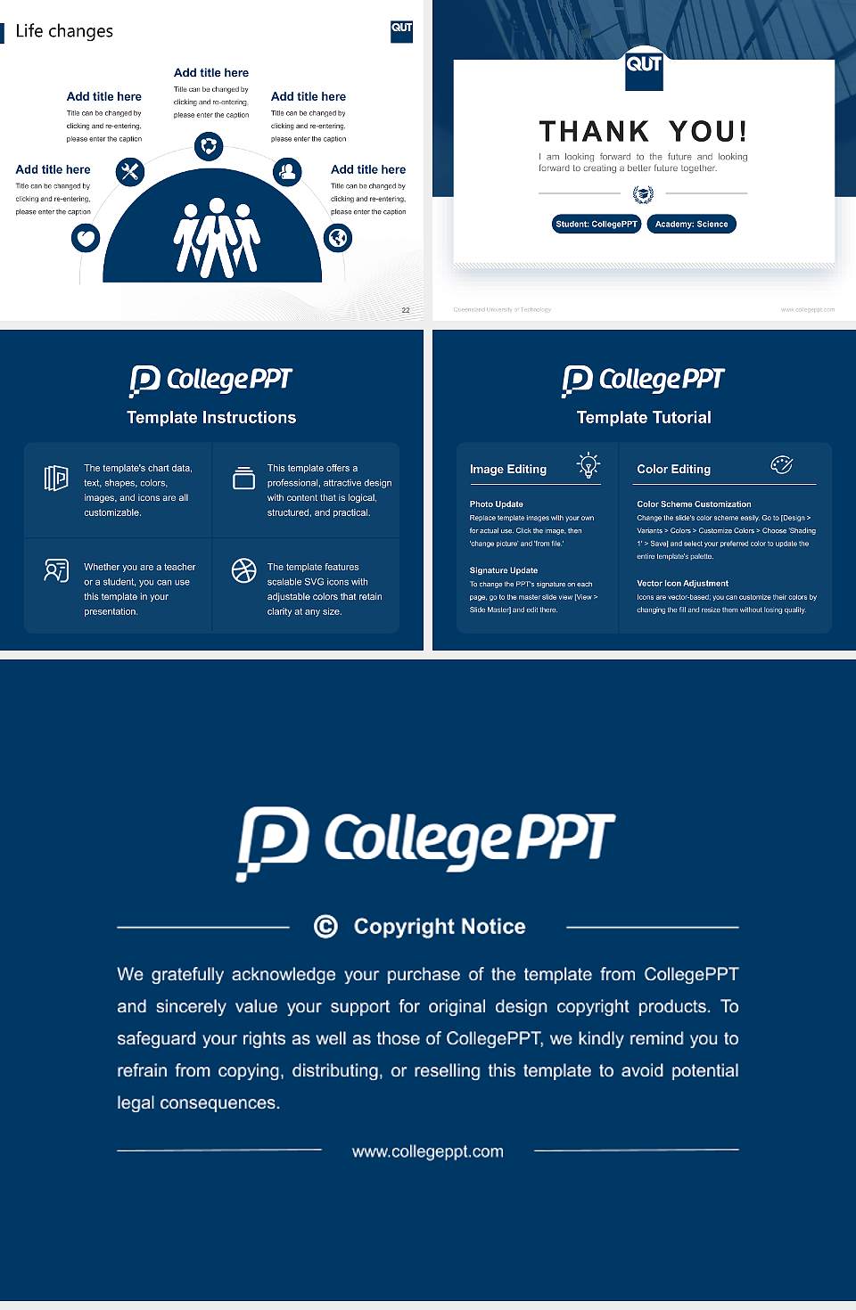 Queensland University of Technology National Scholarship Defense PPT Template4:3 ratio PPT effect preview image4