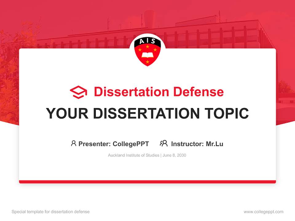 Auckland Institute of Studies Graduation Thesis Defense PPT Template4:3 ratio PPT effect preview image7