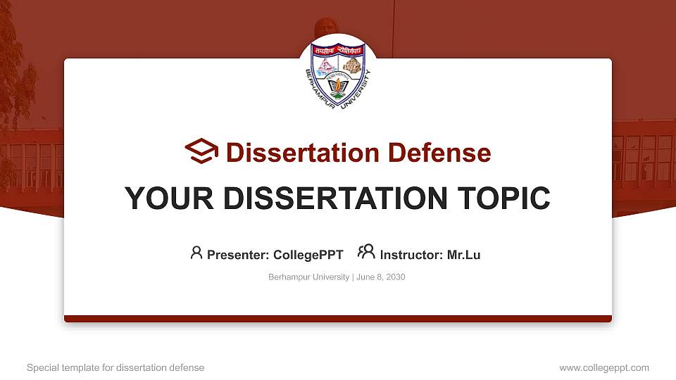 Berhampur University Graduation Thesis Defense PPT Template16:9 ratio PPT effect preview image