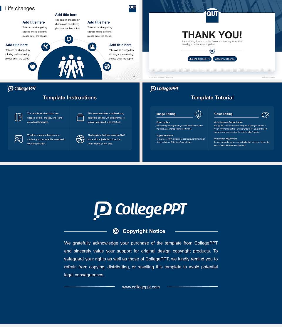 Queensland University of Technology National Scholarship Defense PPT Template16:9 ratio PPT effect preview image4