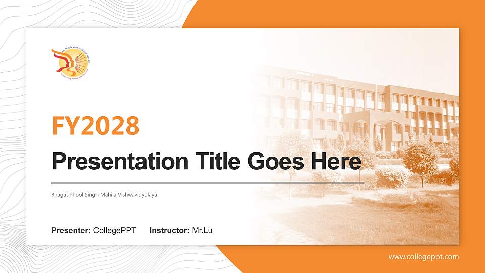 Bhagat Phool Singh Mahila Vishwavidyalaya Academic Presentation/Research Findings Report PPT Template16:9 ratio PPT effect preview image