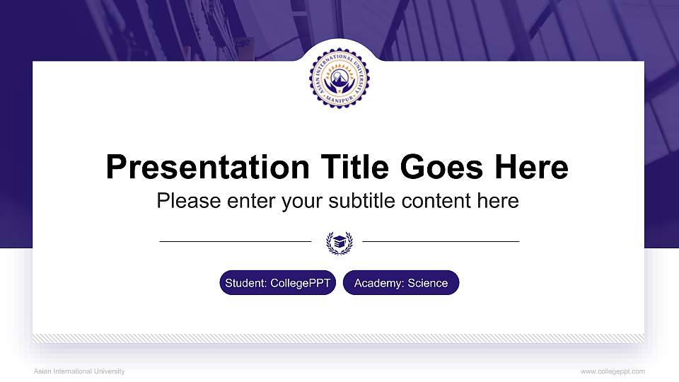 Asian International University National Scholarship Defense PPT Template16:9 ratio PPT effect preview image