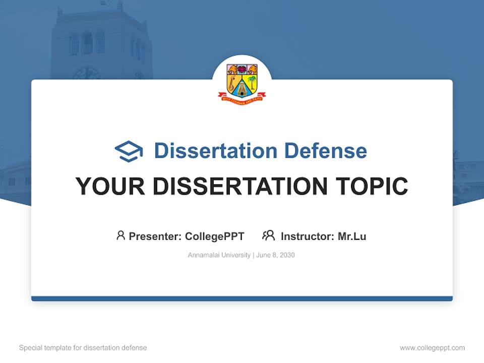 Annamalai University Graduation Thesis Defense PPT Template4:3 ratio PPT effect preview image7