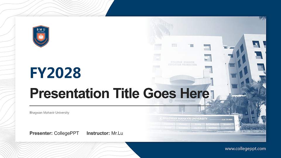 Bhagwan Mahavir University Academic Presentation/Research Findings Report PPT Template16:9 ratio PPT effect preview image