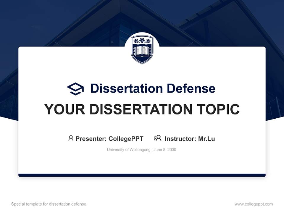 University of Wollongong Graduation Thesis Defense PPT Template4:3 ratio PPT effect preview image7