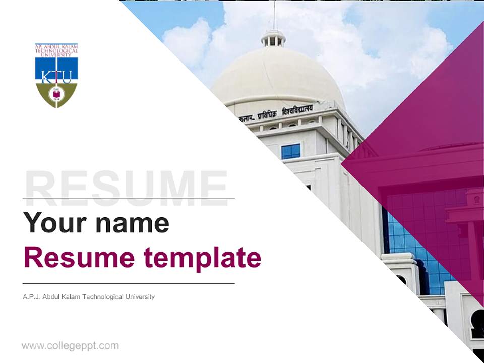 A.P.J. Abdul Kalam Technological University Resume PPT Template4:3 ratio PPT effect preview image5