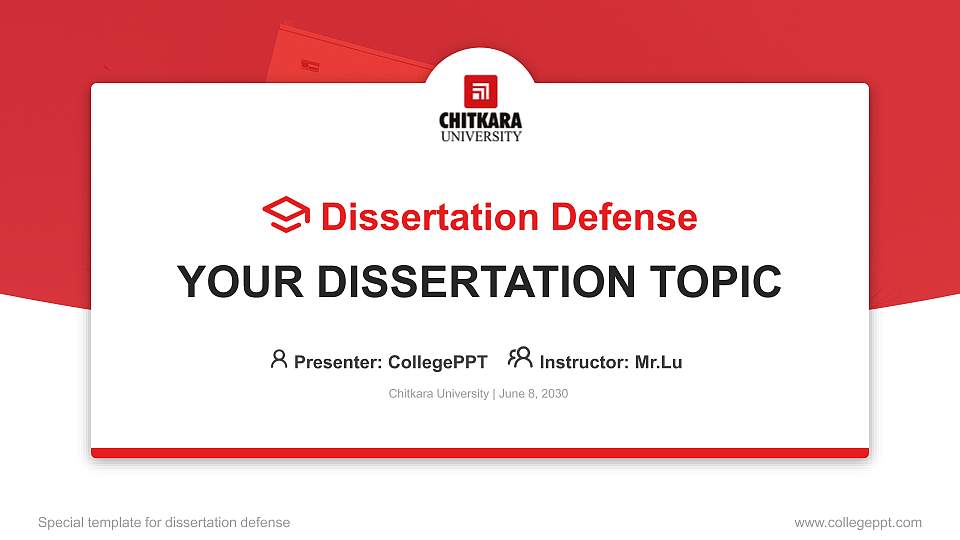 Chitkara University Graduation Thesis Defense PPT Template16:9 ratio PPT effect preview image