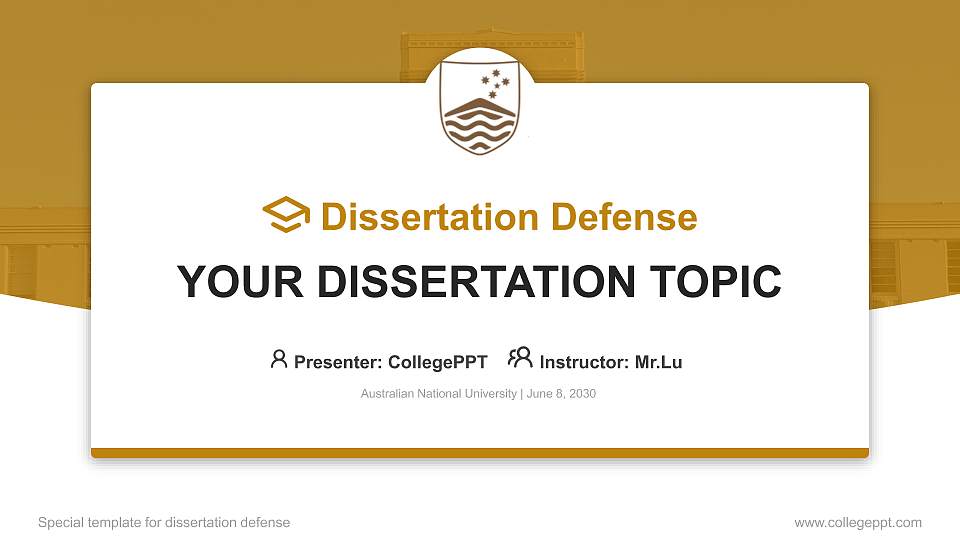 Australian National University Graduation Thesis Defense PPT Template16:9 ratio PPT effect preview image