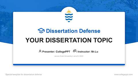 James Cook University Graduation Thesis Defense PPT Template