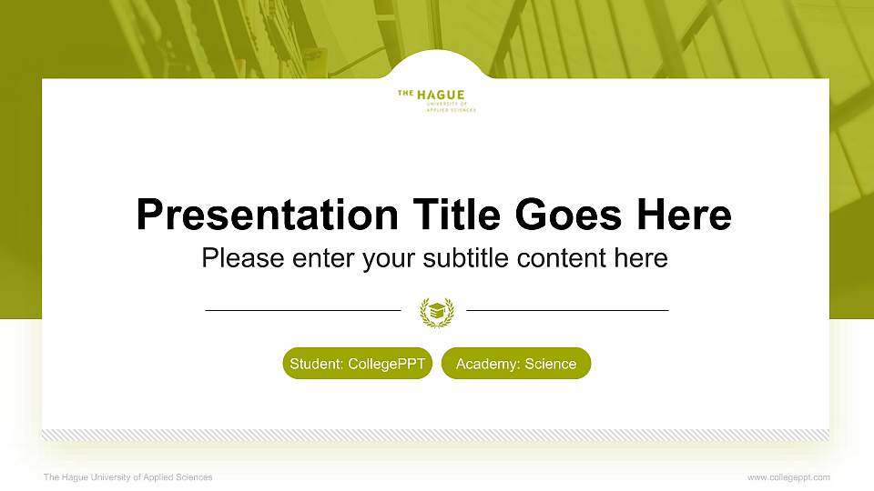 The Hague University of Applied Sciences National Scholarship Defense PPT Template16:9 ratio PPT effect preview image1
