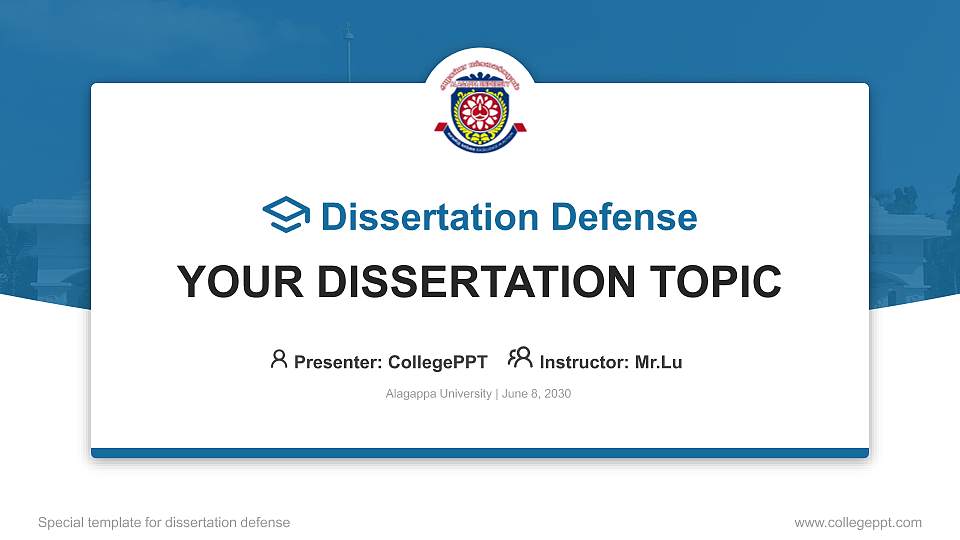 Alagappa University Graduation Thesis Defense PPT Template16:9 ratio PPT effect preview image