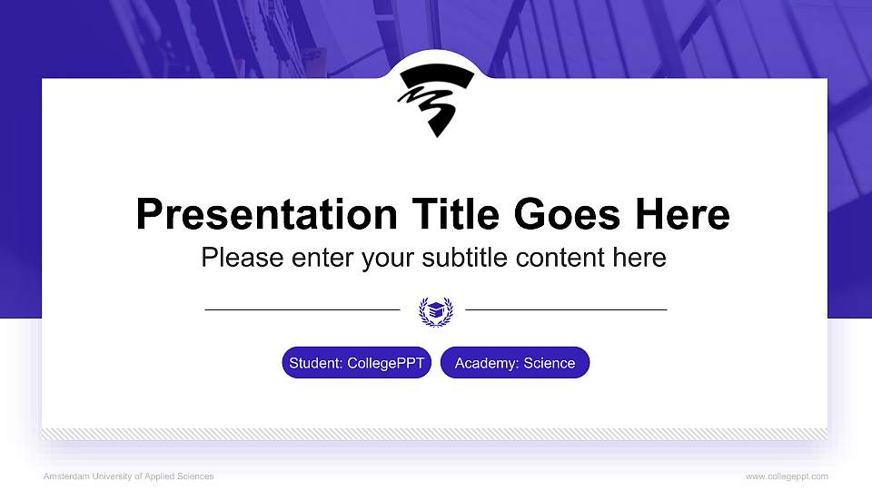 Amsterdam University of Applied Sciences National Scholarship Defense PPT Template16:9 ratio PPT effect preview image