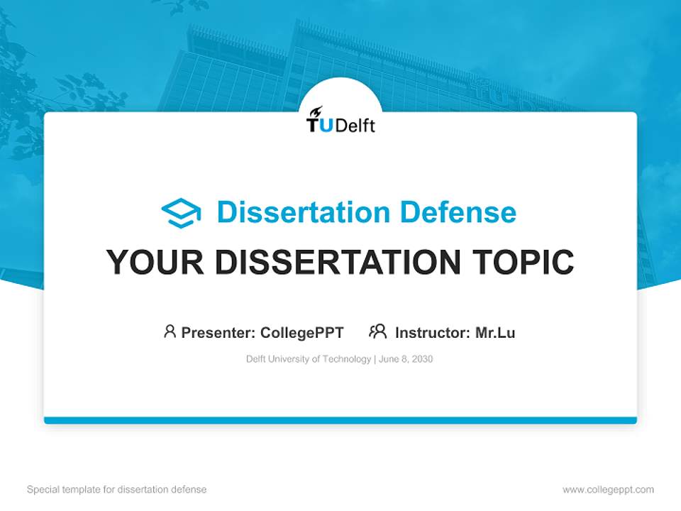 Delft University of Technology Graduation Thesis Defense PPT Template4:3 ratio PPT effect preview image7