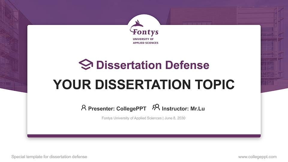 Fontys University of Applied Sciences Graduation Thesis Defense PPT Template16:9 ratio PPT effect preview image