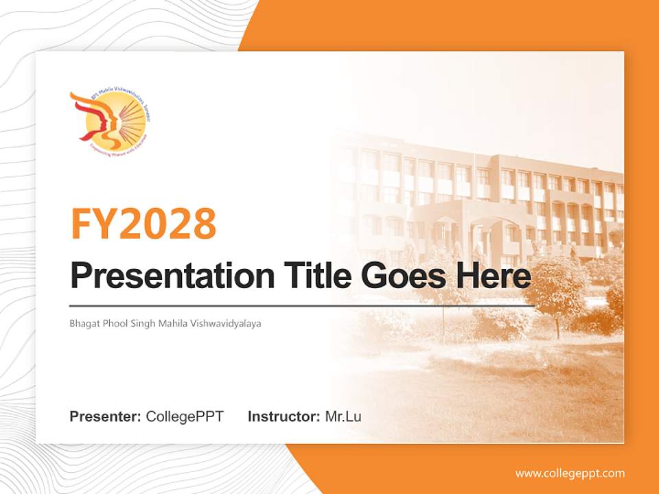 Bhagat Phool Singh Mahila Vishwavidyalaya Academic Presentation/Research Findings Report PPT Template4:3 ratio PPT effect preview image5