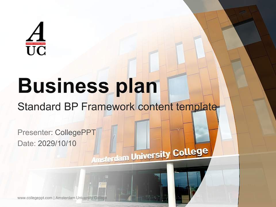 Amsterdam University College Competition/Entrepreneurship Contest PPT Template4:3 ratio PPT effect preview image9