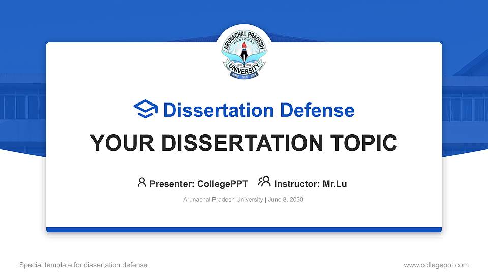 Arunachal Pradesh University Graduation Thesis Defense PPT Template16:9 ratio PPT effect preview image