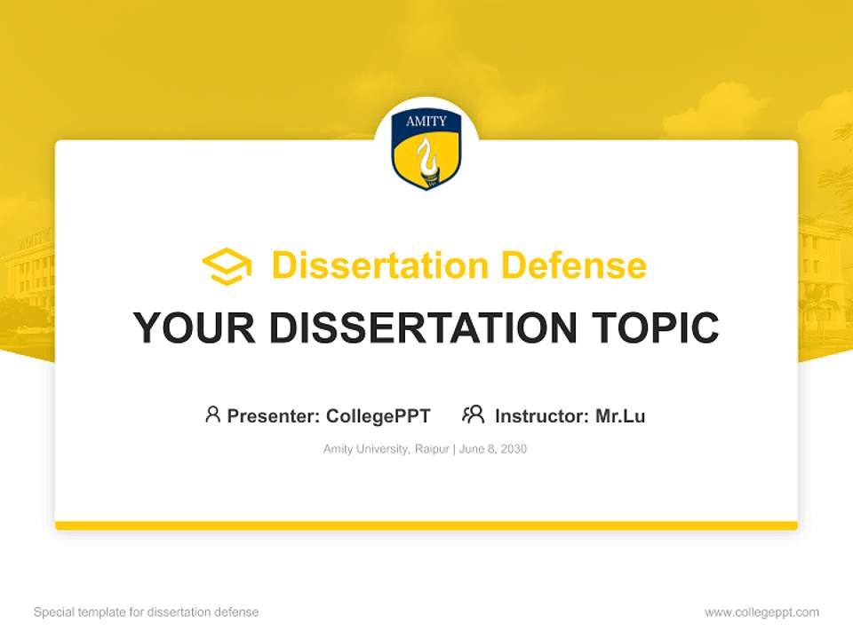 Amity University, Raipur Graduation Thesis Defense PPT Template4:3 ratio PPT effect preview image7