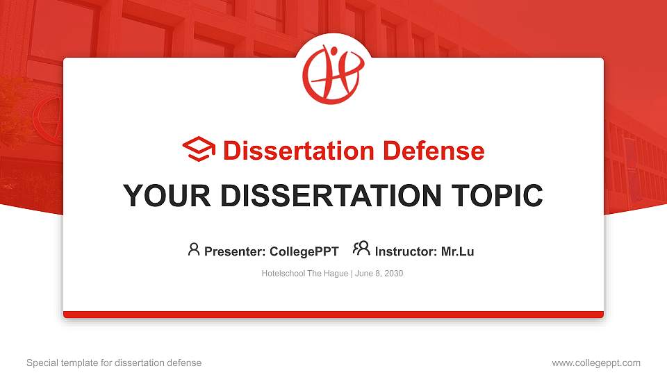 Hotelschool The Hague Graduation Thesis Defense PPT Template16:9 ratio PPT effect preview image