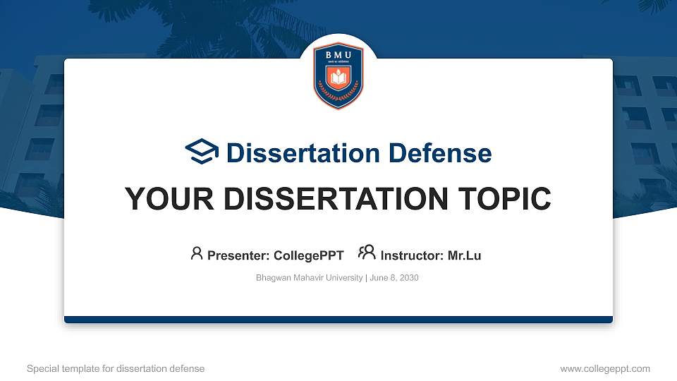 Bhagwan Mahavir University Graduation Thesis Defense PPT Template16:9 ratio PPT effect preview image