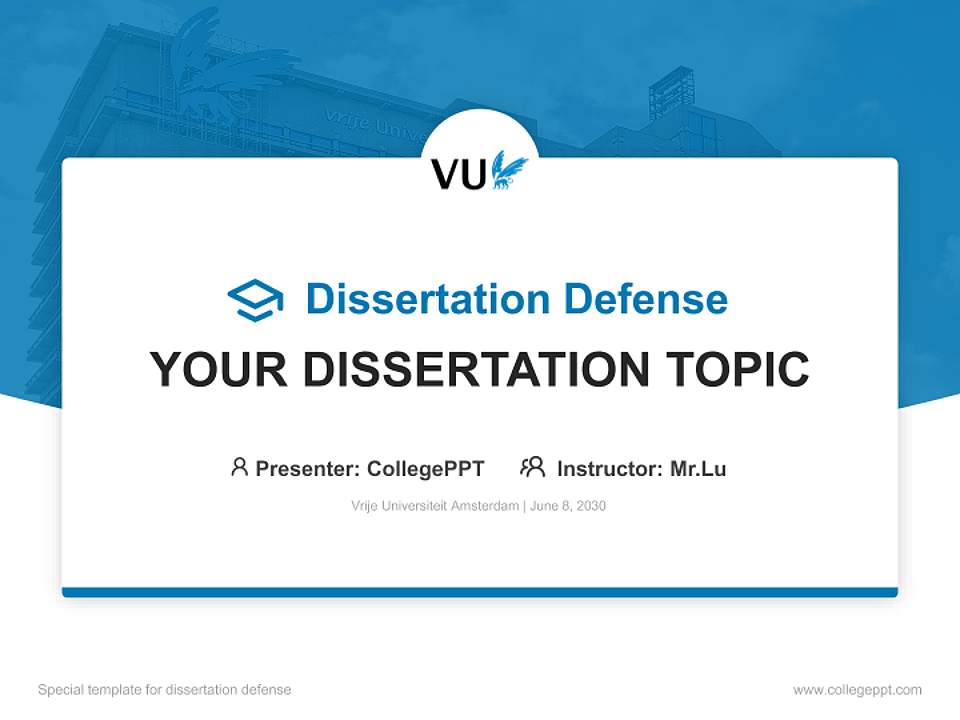 Vrije Universiteit Amsterdam Graduation Thesis Defense PPT Template4:3 ratio PPT effect preview image7