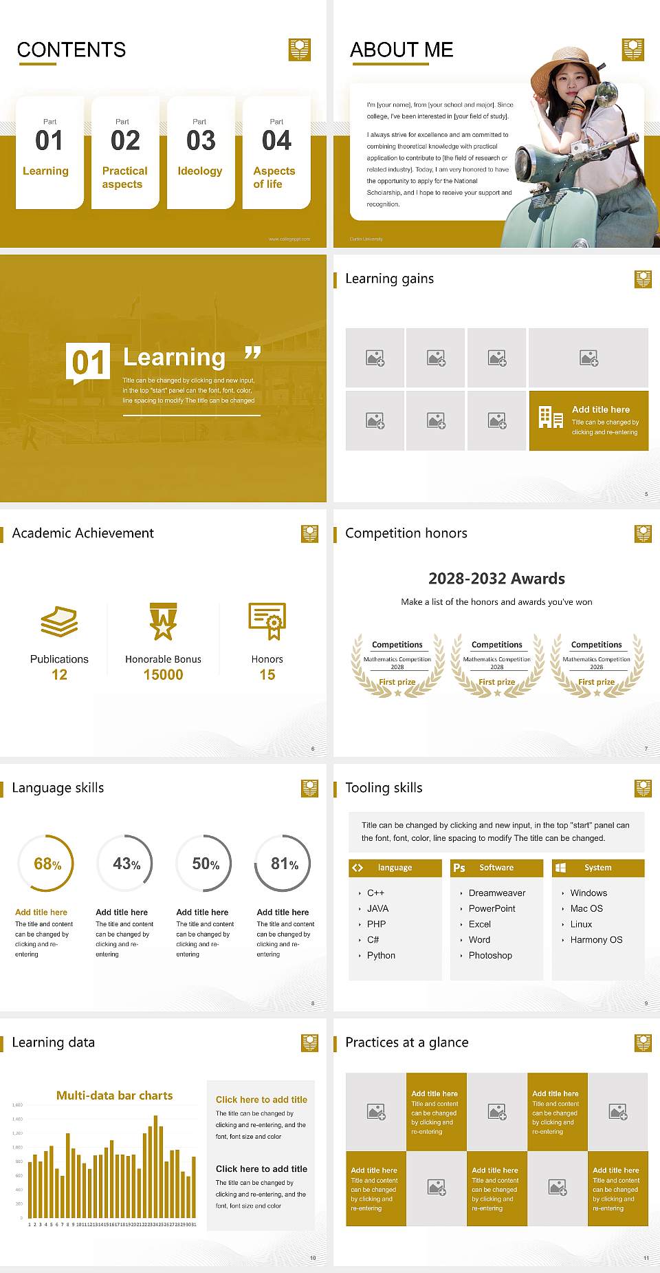 Curtin University National Scholarship Defense PPT Template4:3 ratio PPT effect preview image2