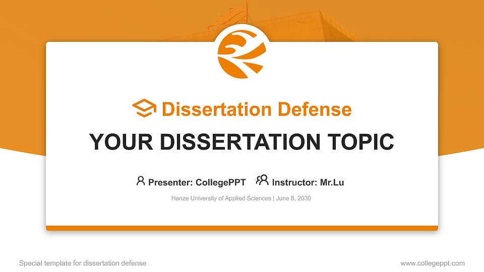 Hanze University of Applied Sciences Graduation Thesis Defense PPT Template16:9 ratio PPT effect preview image