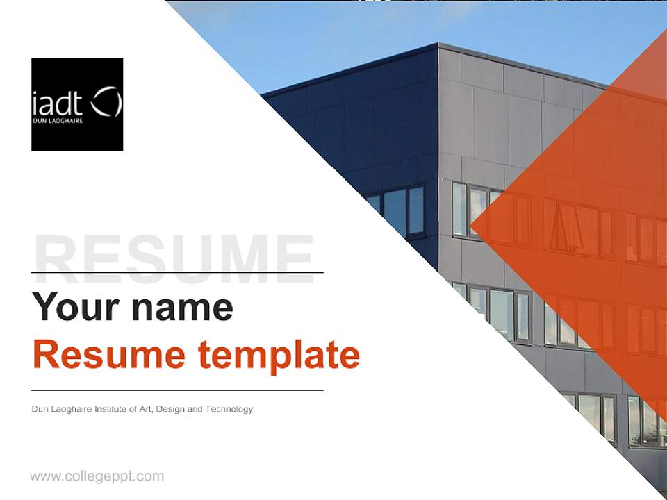 Dun Laoghaire Institute of Art, Design and Technology Resume PPT Template4:3 ratio PPT effect preview image5
