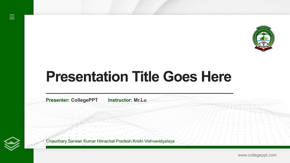 Chaudhary Sarwan Kumar Himachal Pradesh Krishi Vishvavidyalaya Thesis Proposal/Graduation Defense PPT Template16:9 ratio PPT effect preview image