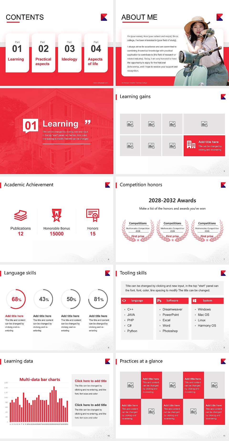 De Kempel Teacher Training College National Scholarship Defense PPT Template4:3 ratio PPT effect preview image2