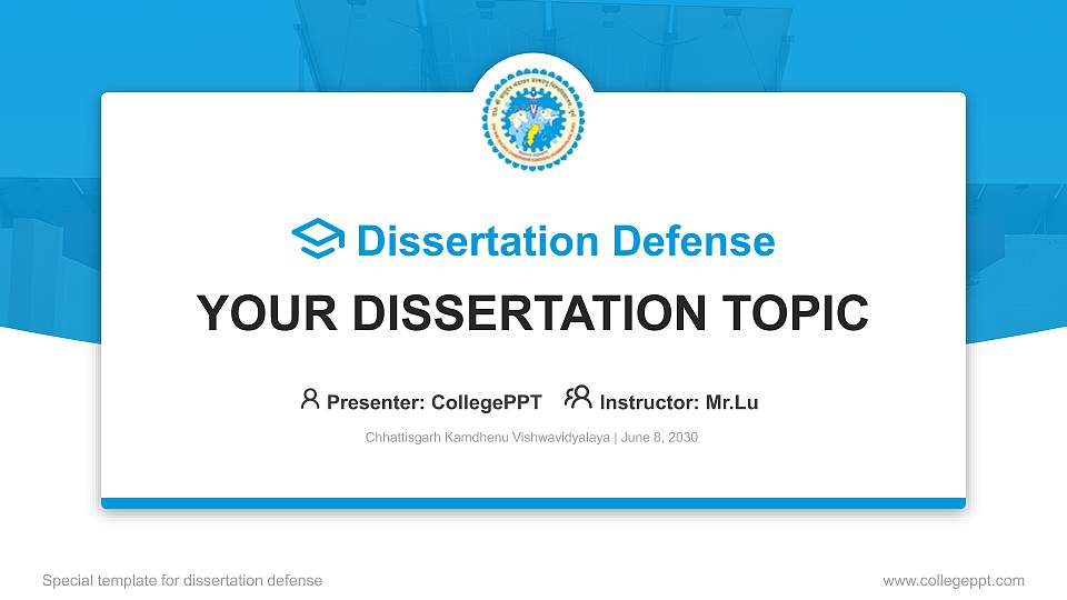 Chhattisgarh Kamdhenu Vishwavidyalaya Graduation Thesis Defense PPT Template16:9 ratio PPT effect preview image
