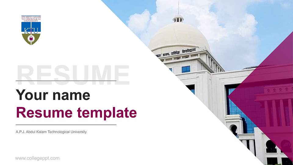 A.P.J. Abdul Kalam Technological University Resume PPT Template16:9 ratio PPT effect preview image