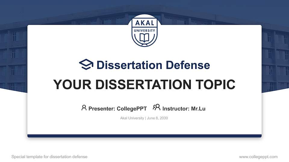 Akal University Graduation Thesis Defense PPT Template16:9 ratio PPT effect preview image