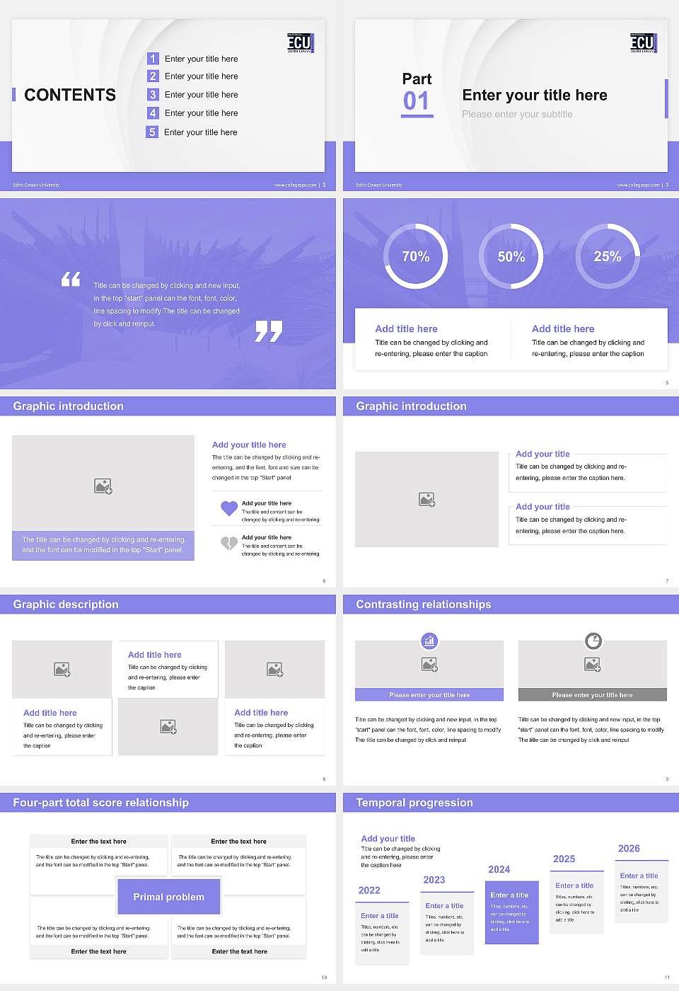 Edith Cowan University Thesis Proposal/Graduation Defense PPT Template16:9 ratio PPT effect preview image2