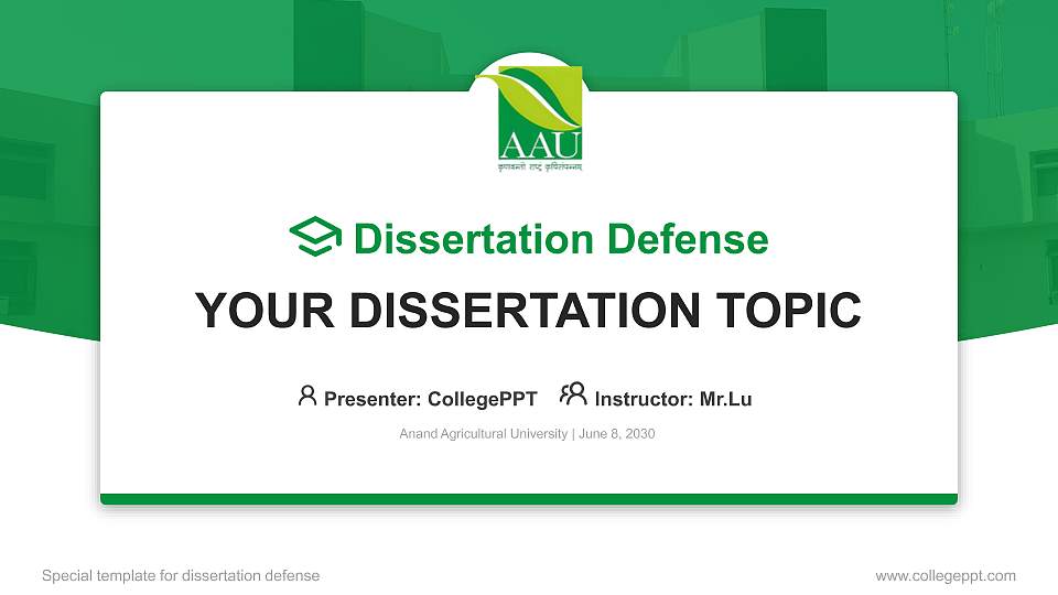 Anand Agricultural University Graduation Thesis Defense PPT Template16:9 ratio PPT effect preview image