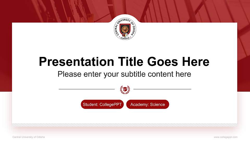 Central University of Odisha National Scholarship Defense PPT Template16:9 ratio PPT effect preview image