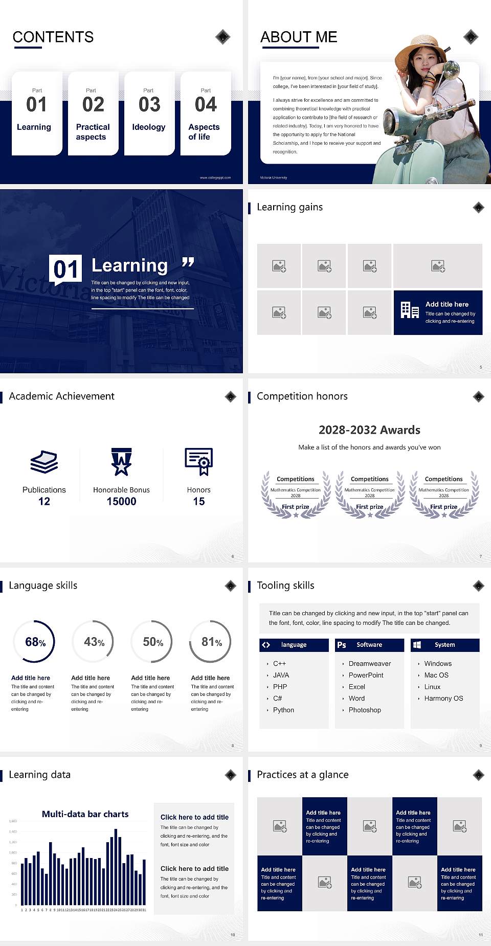 Victoria University National Scholarship Defense PPT Template4:3 ratio PPT effect preview image2