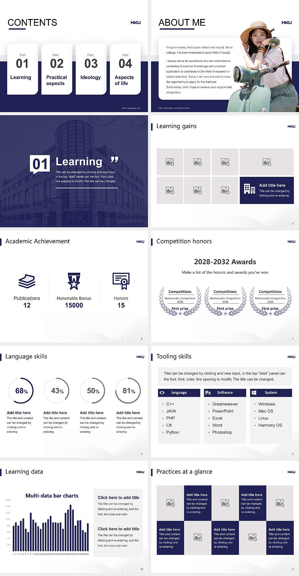 HKU University of the Arts Utrecht National Scholarship Defense PPT Template4:3 ratio PPT effect preview image2
