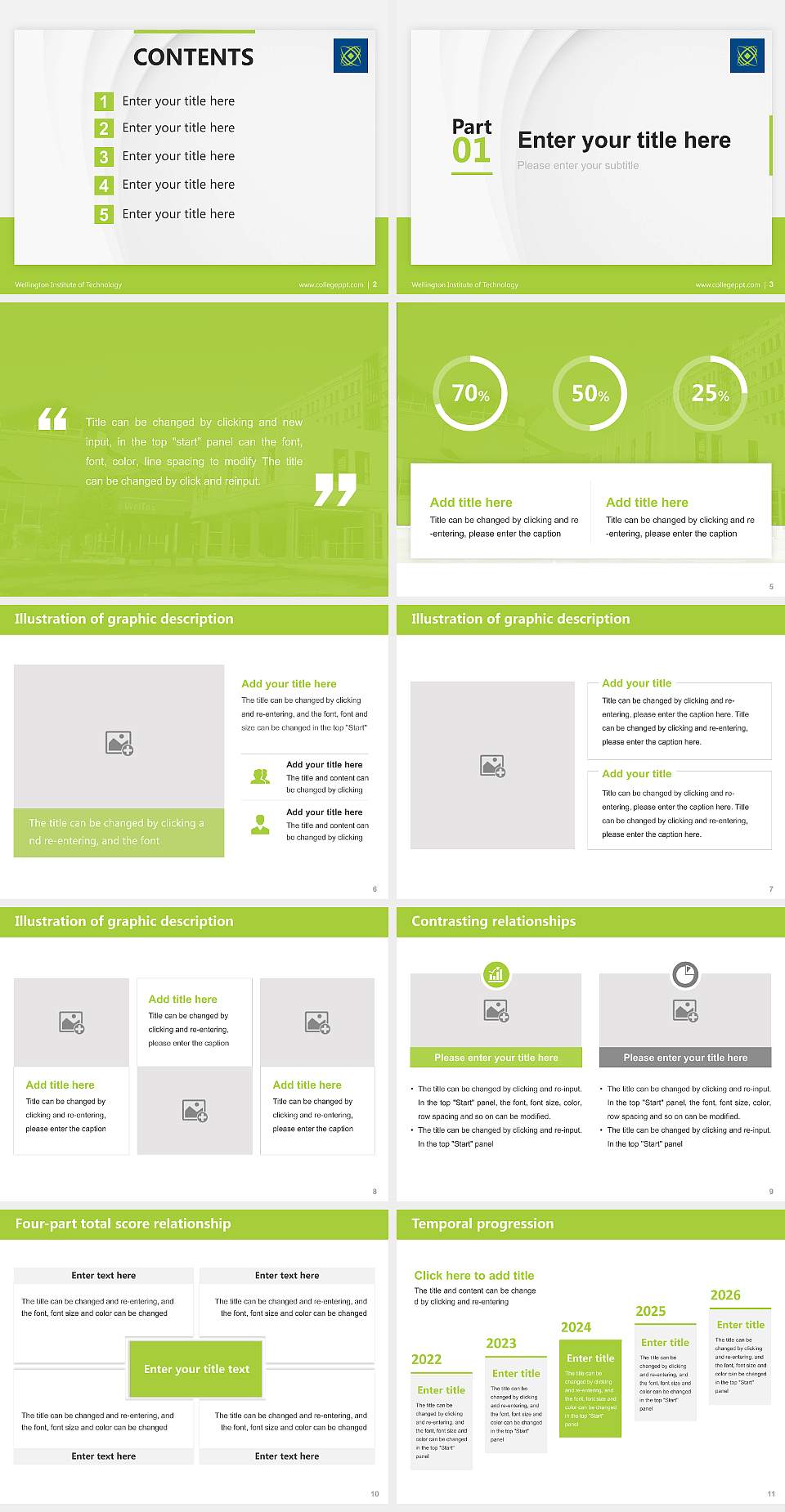Wellington Institute of Technology Thesis Proposal/Graduation Defense PPT Template4:3 ratio PPT effect preview image2