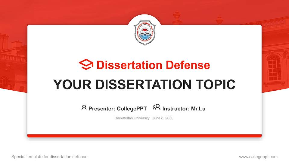Barkatullah University Graduation Thesis Defense PPT Template16:9 ratio PPT effect preview image