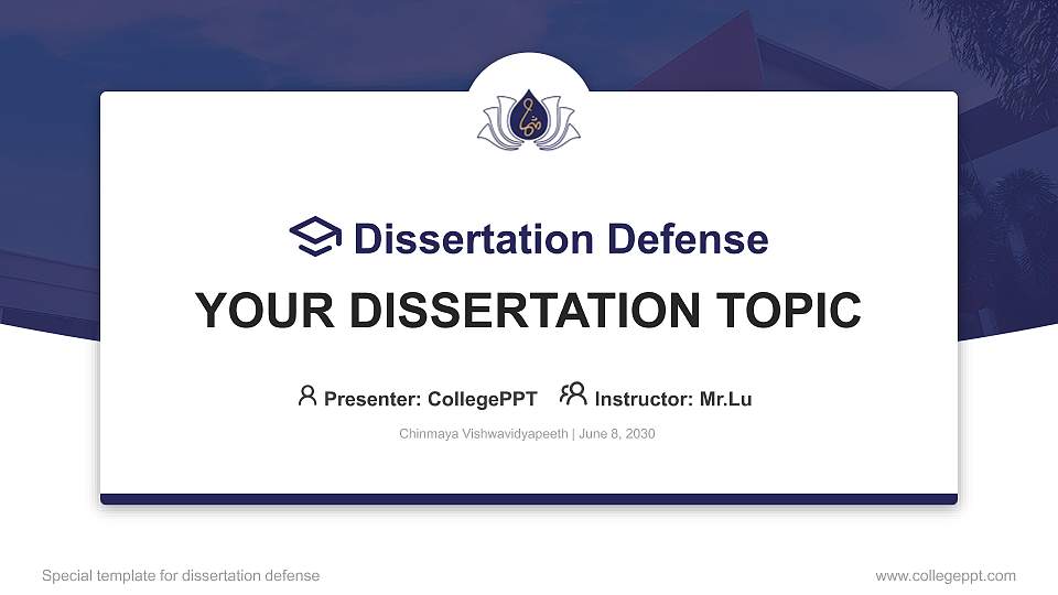 Chinmaya Vishwavidyapeeth Graduation Thesis Defense PPT Template16:9 ratio PPT effect preview image