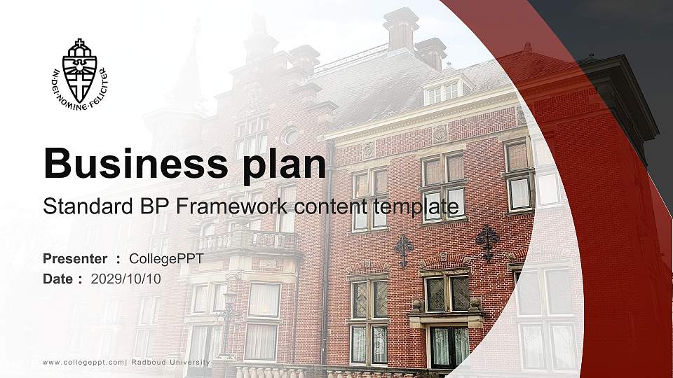 Radboud University Competition/Entrepreneurship Contest PPT Template16:9 ratio PPT effect preview image