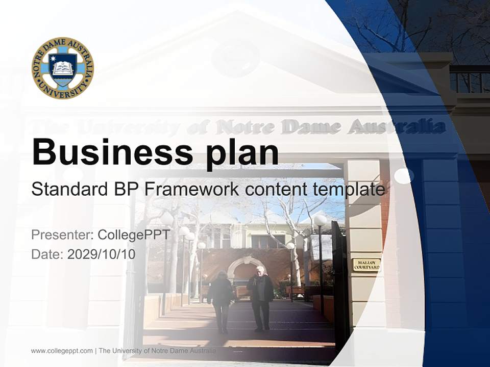 The University of Notre Dame Australia Competition/Entrepreneurship Contest PPT Template4:3 ratio PPT effect preview image9